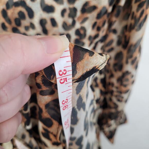 Intermix cheetah print sheer layered ruffled flowy long sleeved dress size small - Picture 12 of 12